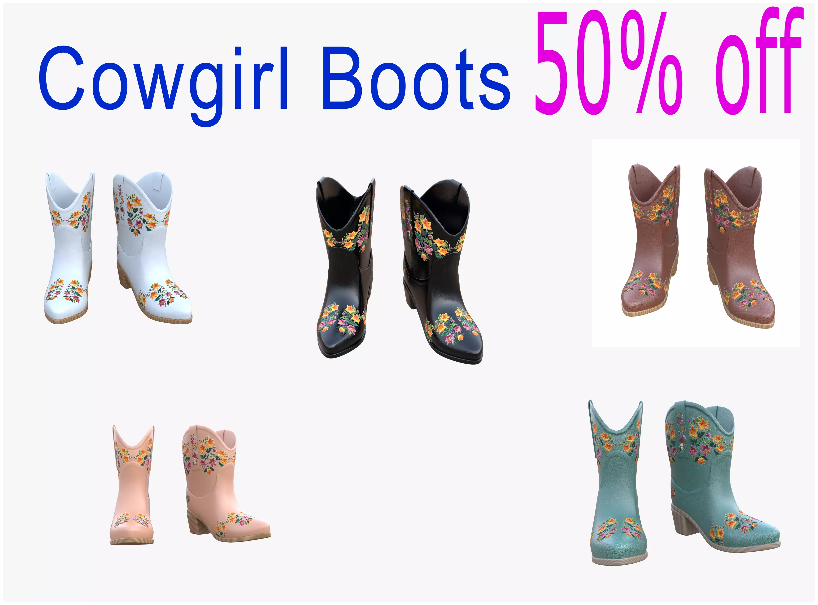 Cowgirl Boots 3D Model Collection_0