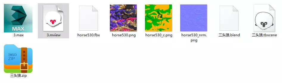 three headed fiery Wolf Low-poly 3D model_20