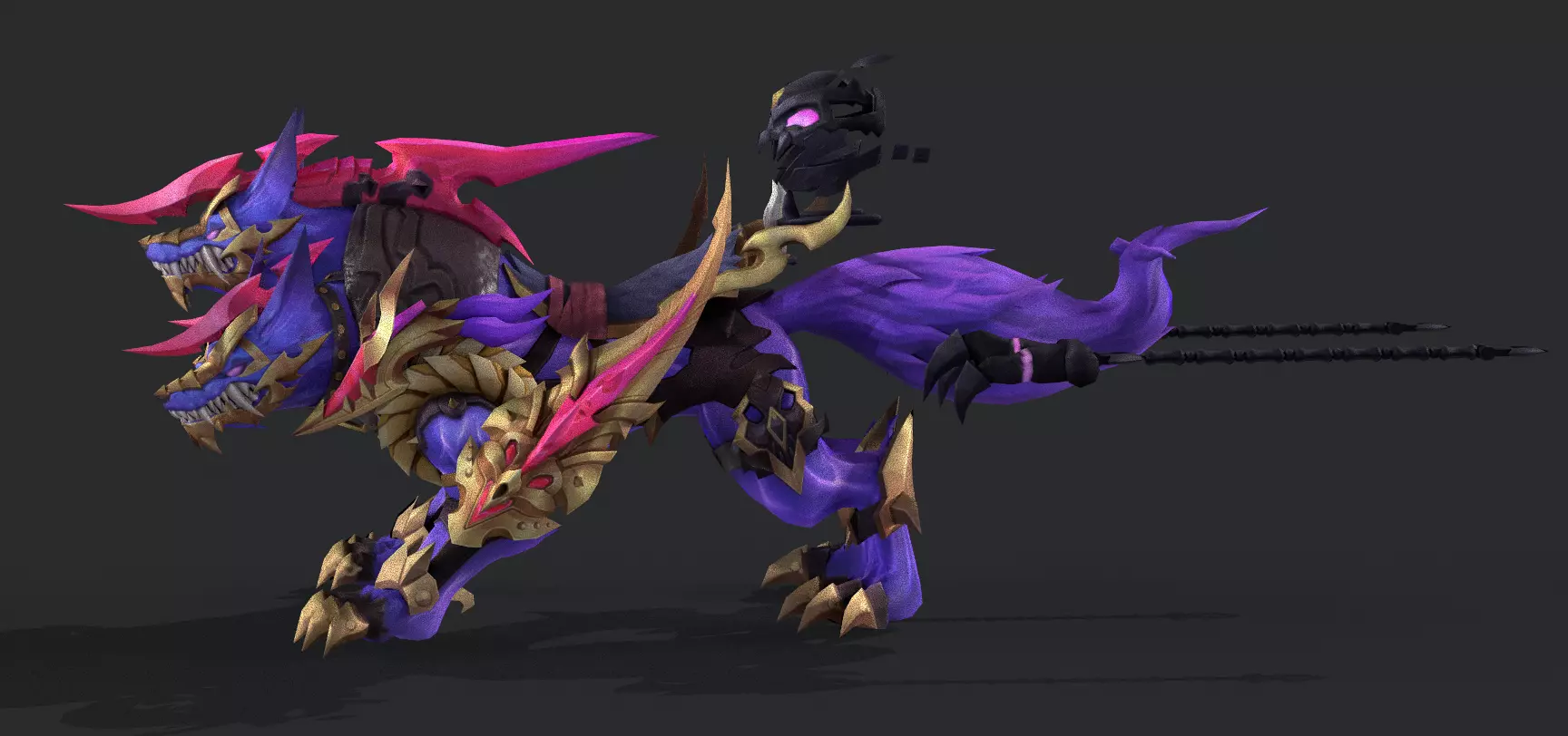 three headed fiery Wolf Low-poly 3D model_13