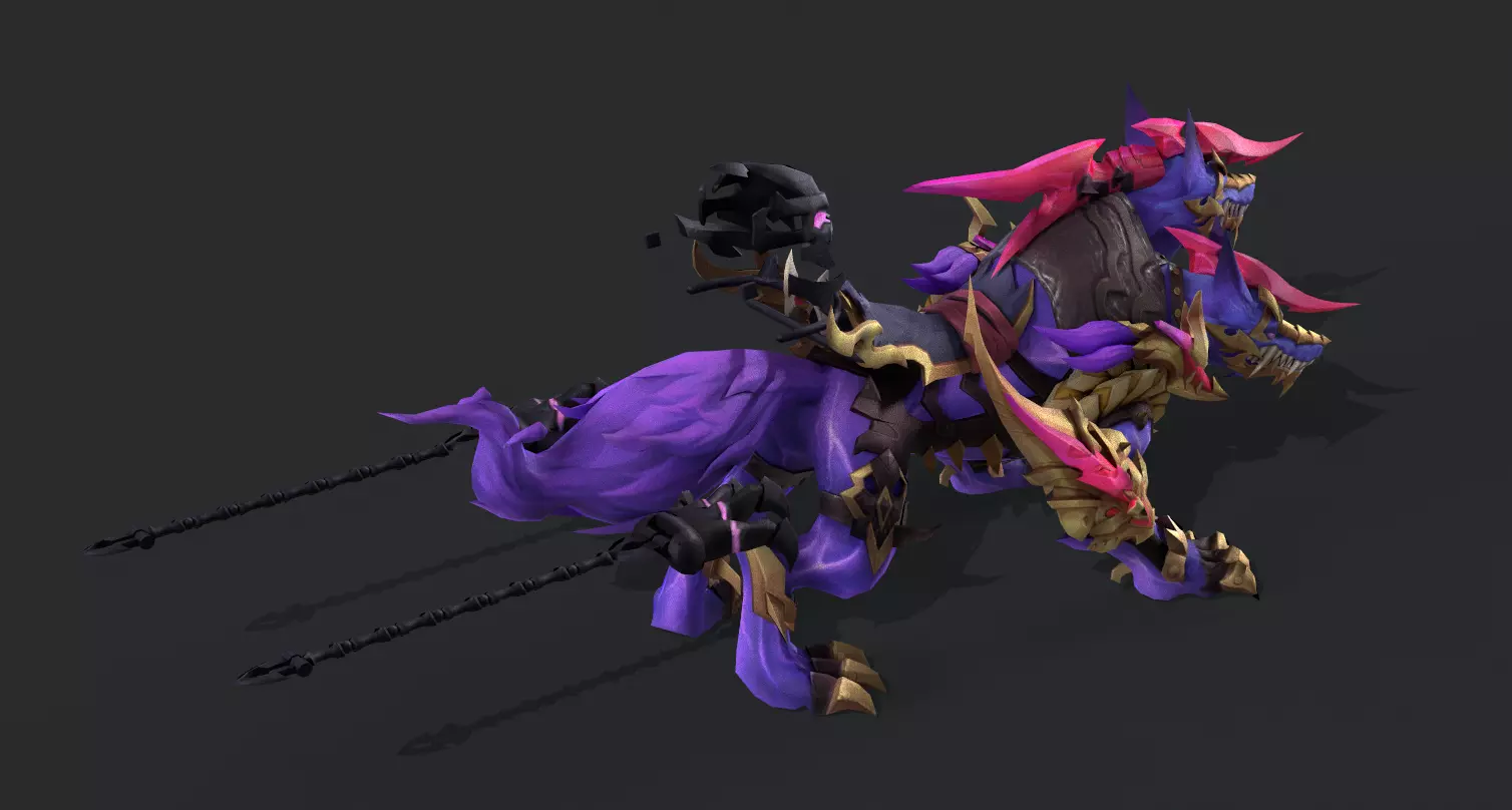 three headed fiery Wolf Low-poly 3D model_14