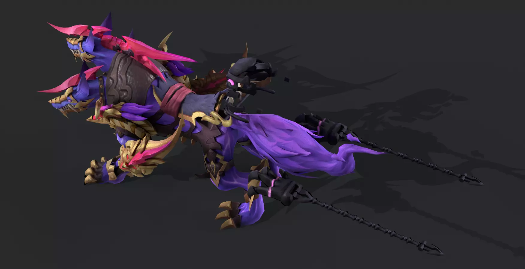 three headed fiery Wolf Low-poly 3D model_5