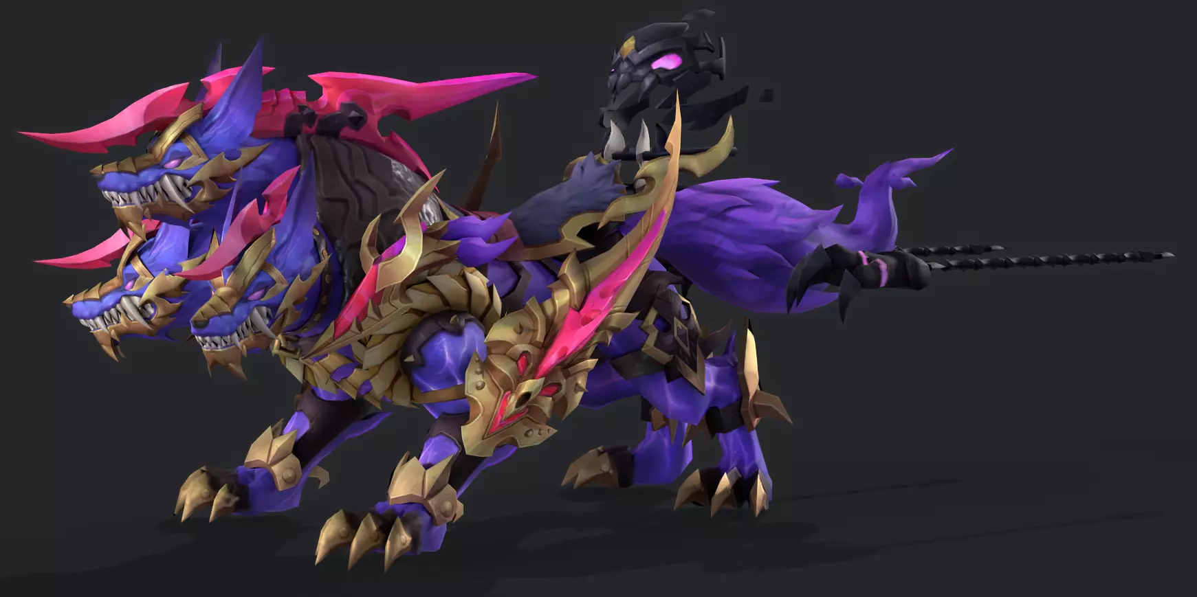 three headed fiery Wolf Low-poly 3D model_12