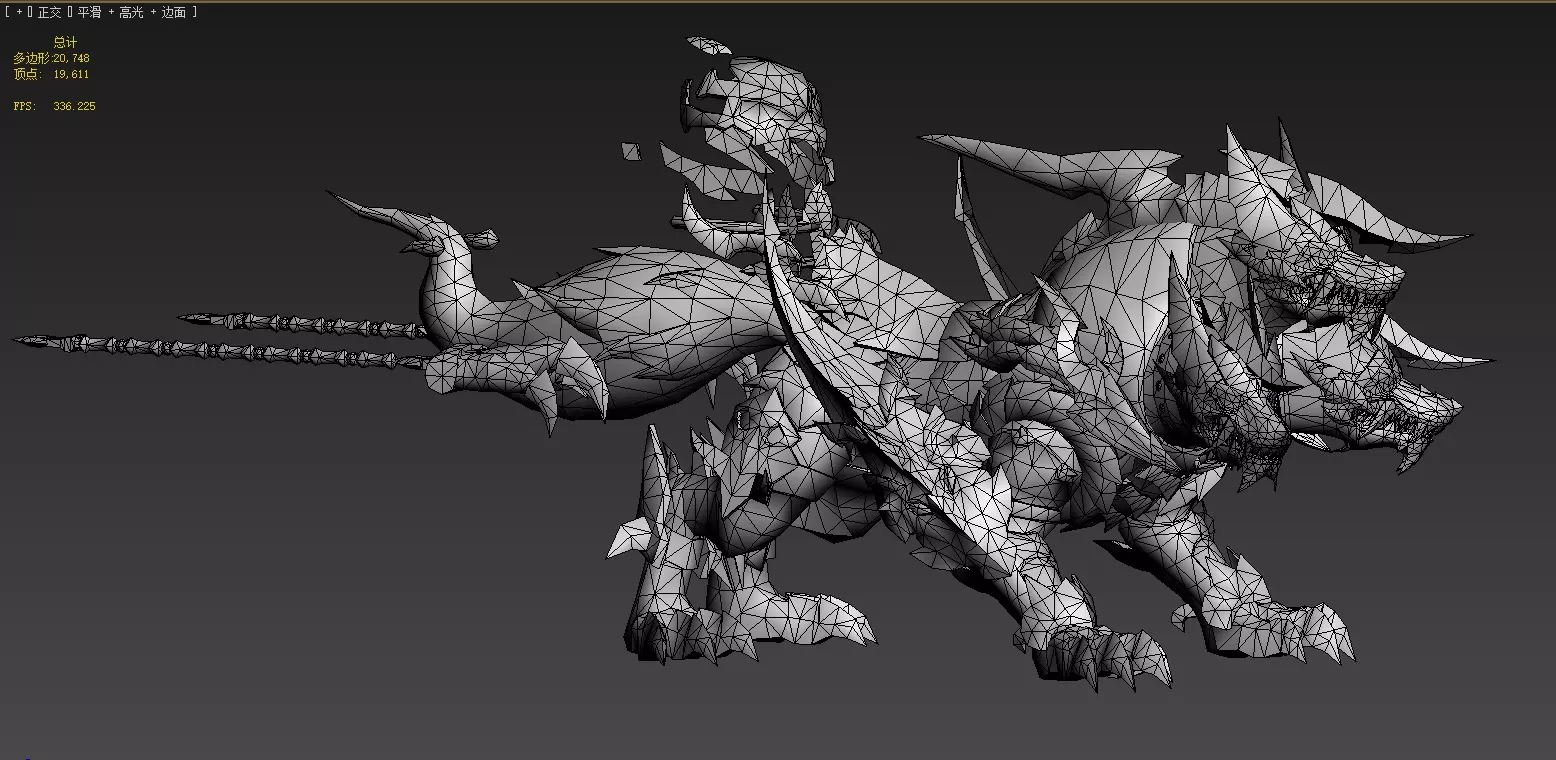 three headed fiery Wolf Low-poly 3D model_19