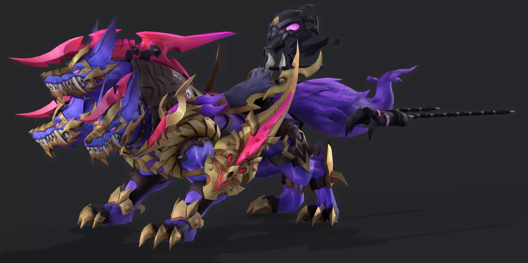 three headed fiery Wolf Low-poly 3D model_11