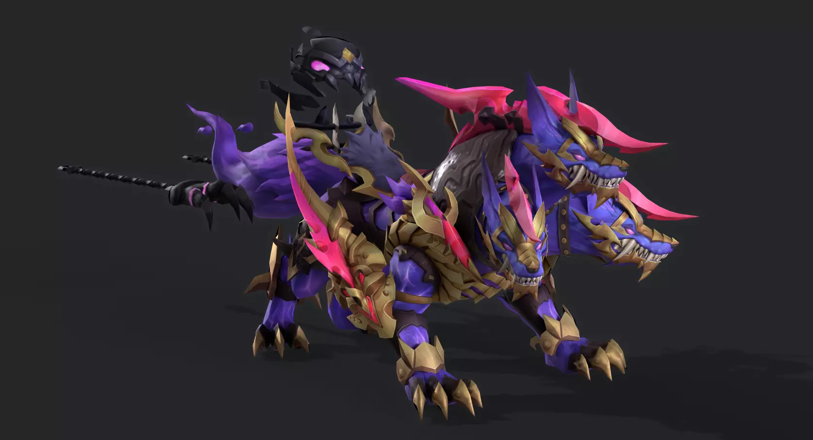 three headed fiery Wolf Low-poly 3D model_9
