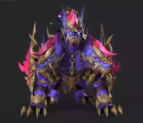 three headed fiery Wolf