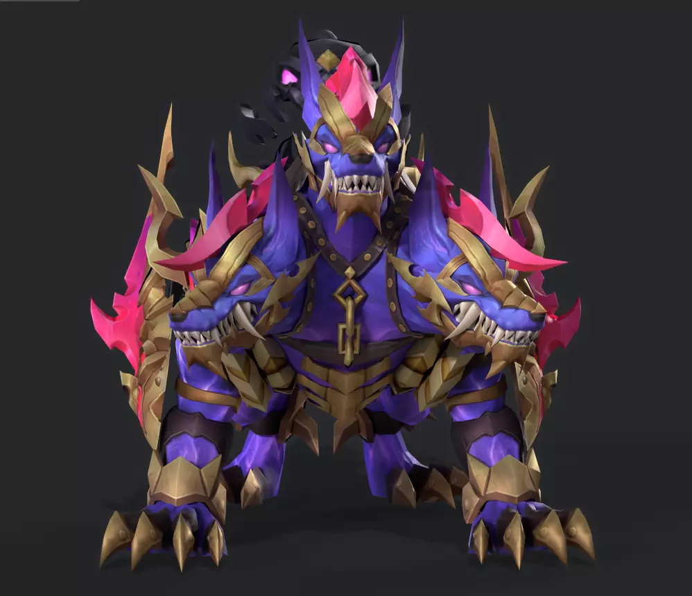 three headed fiery Wolf Low-poly 3D model_0