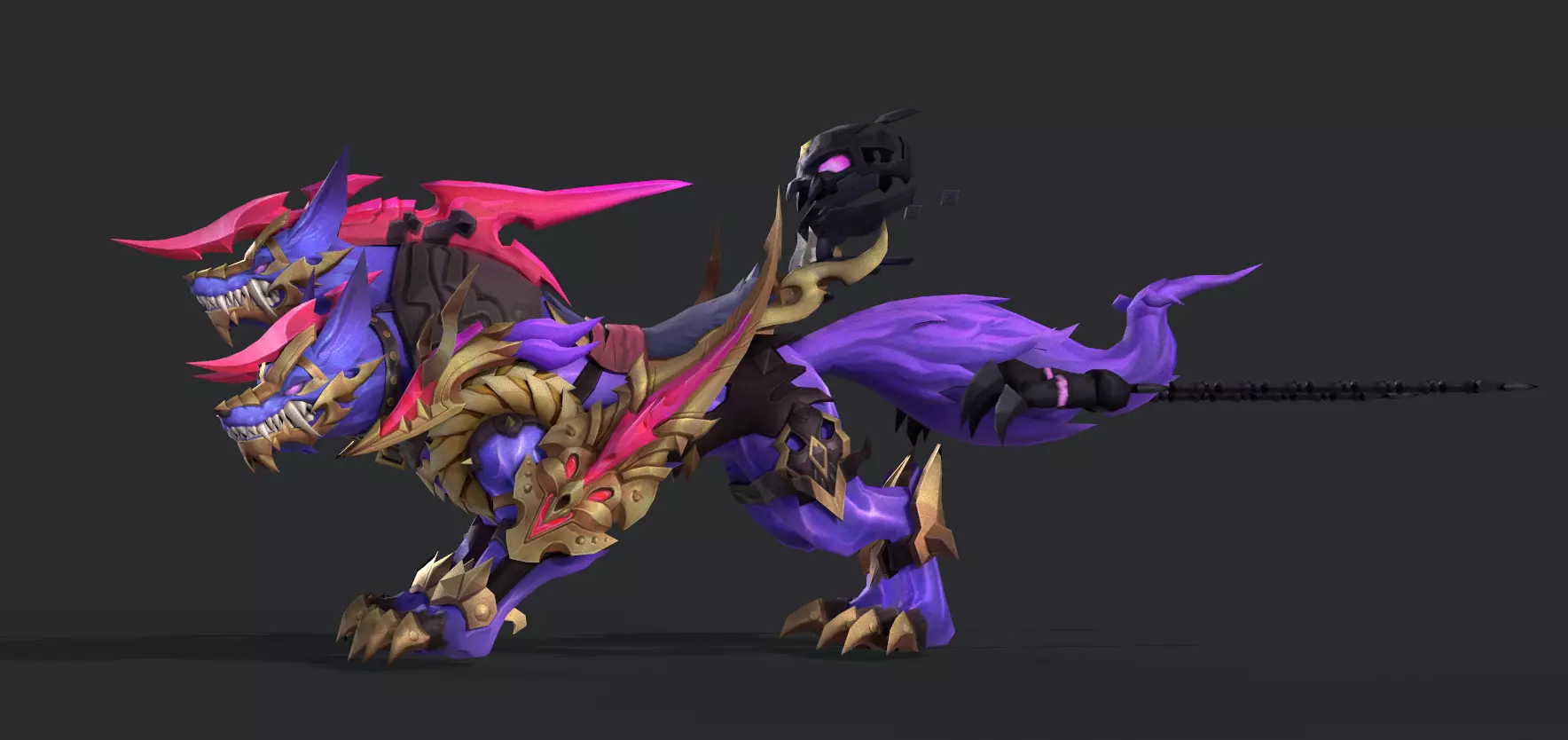 three headed fiery Wolf Low-poly 3D model_4