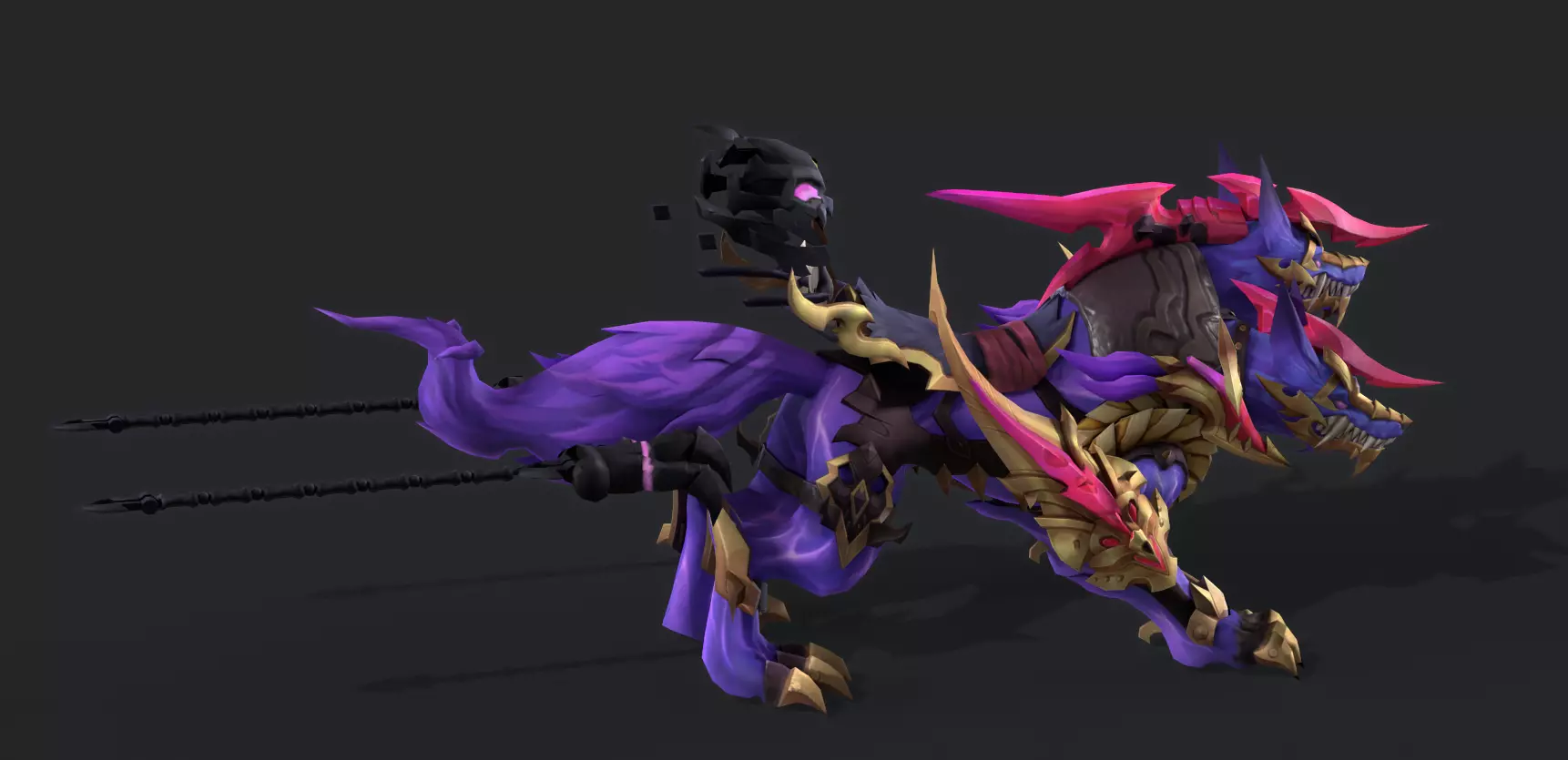 three headed fiery Wolf Low-poly 3D model_7