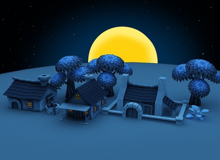 Cartoon Halloween Farm  Low-poly 3D model_6