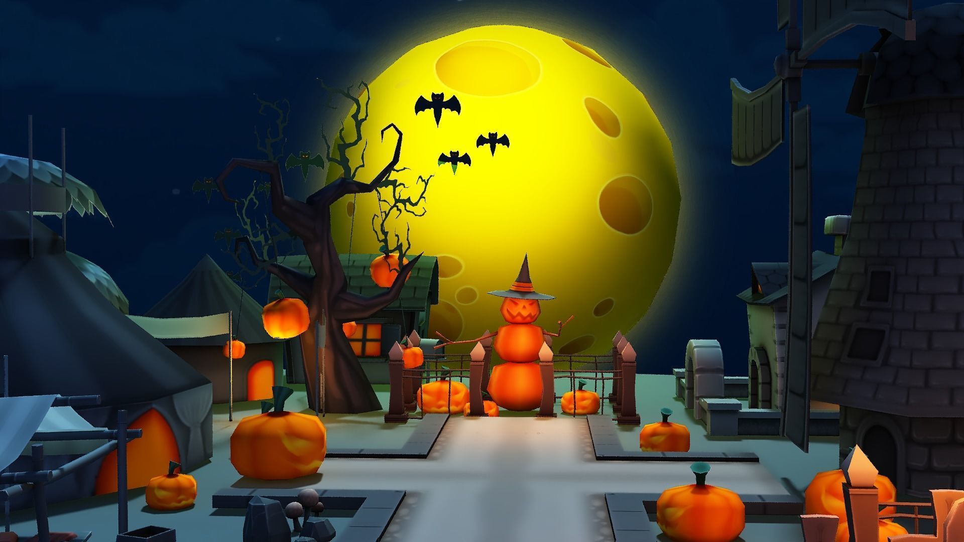 Cartoon Halloween Farm  Low-poly 3D model_15