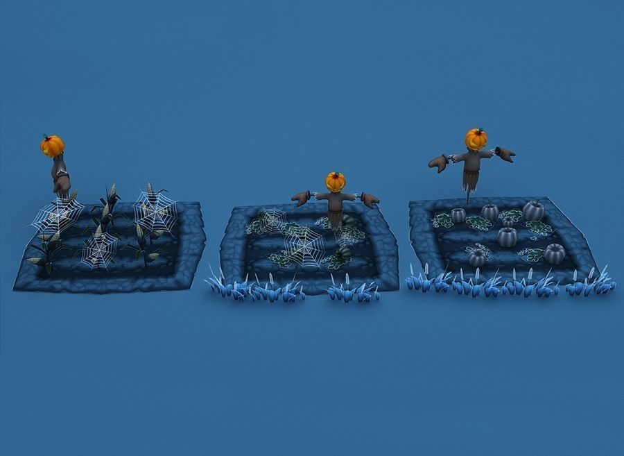 Cartoon Halloween Farm  Low-poly 3D model_4