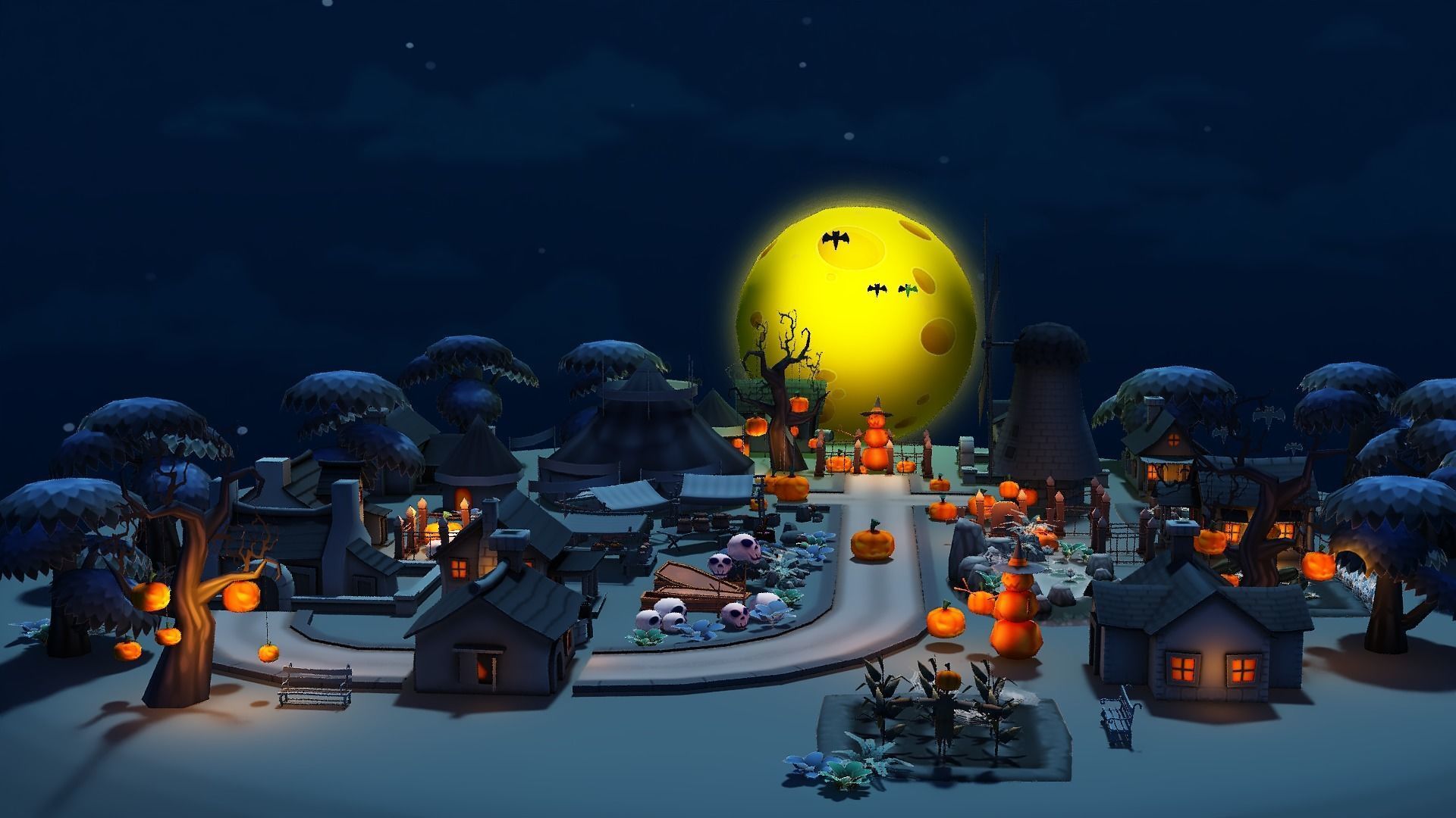 Cartoon Halloween Farm  Low-poly 3D model_14