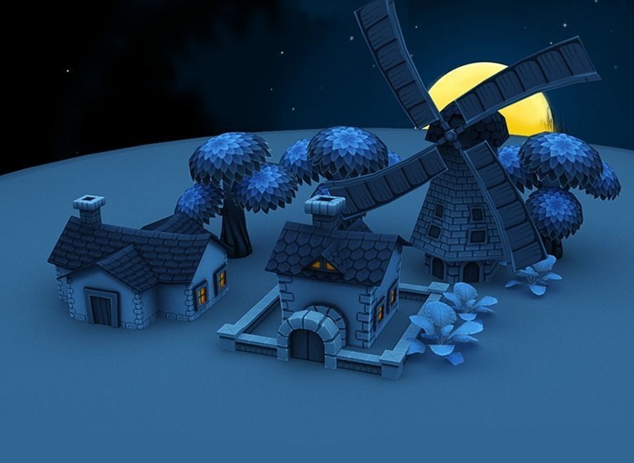Cartoon Halloween Farm  Low-poly 3D model_8