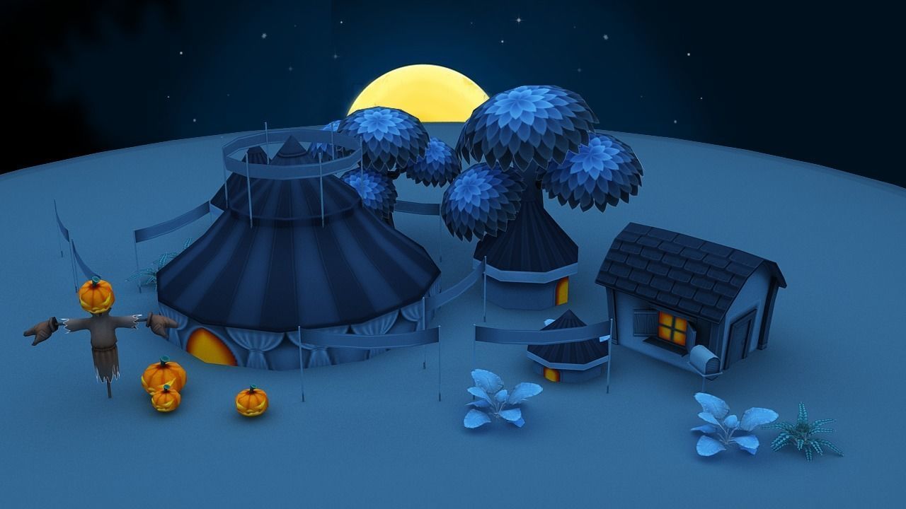 Cartoon Halloween Farm  Low-poly 3D model_21