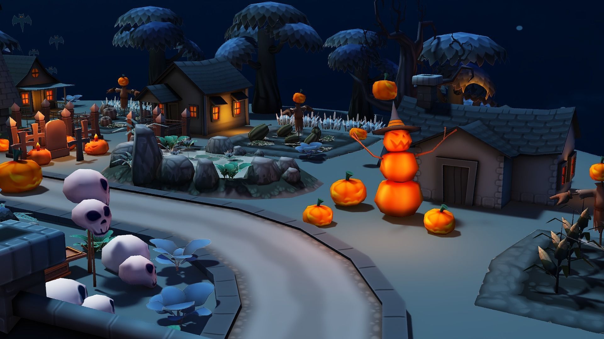 Cartoon Halloween Farm  Low-poly 3D model_16