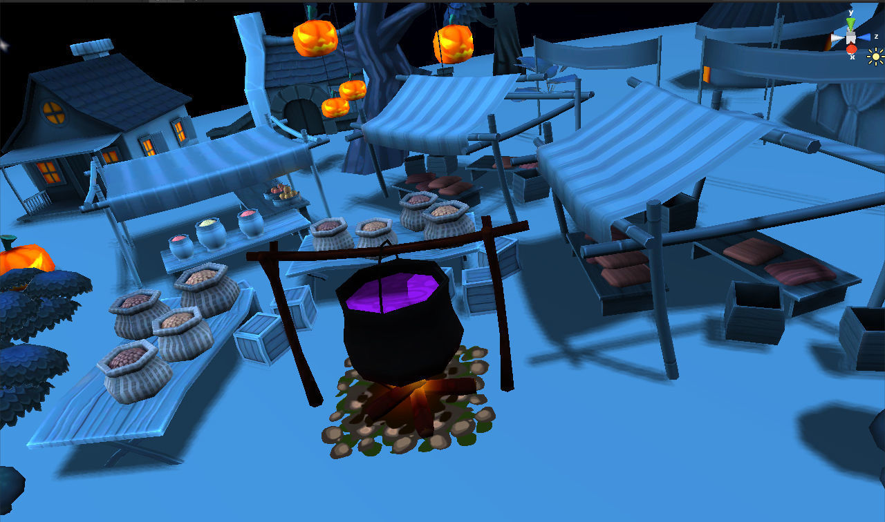 Cartoon Halloween Farm  Low-poly 3D model_20