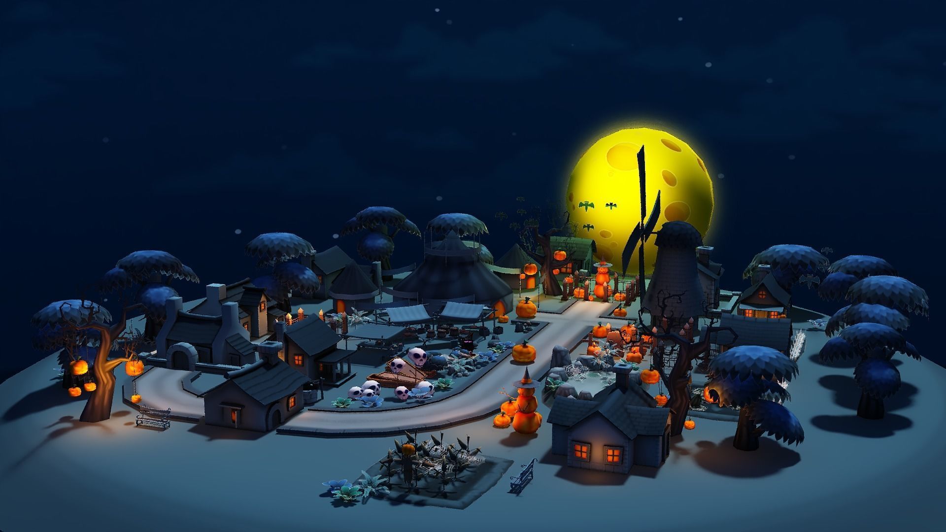 Cartoon Halloween Farm  Low-poly 3D model_12