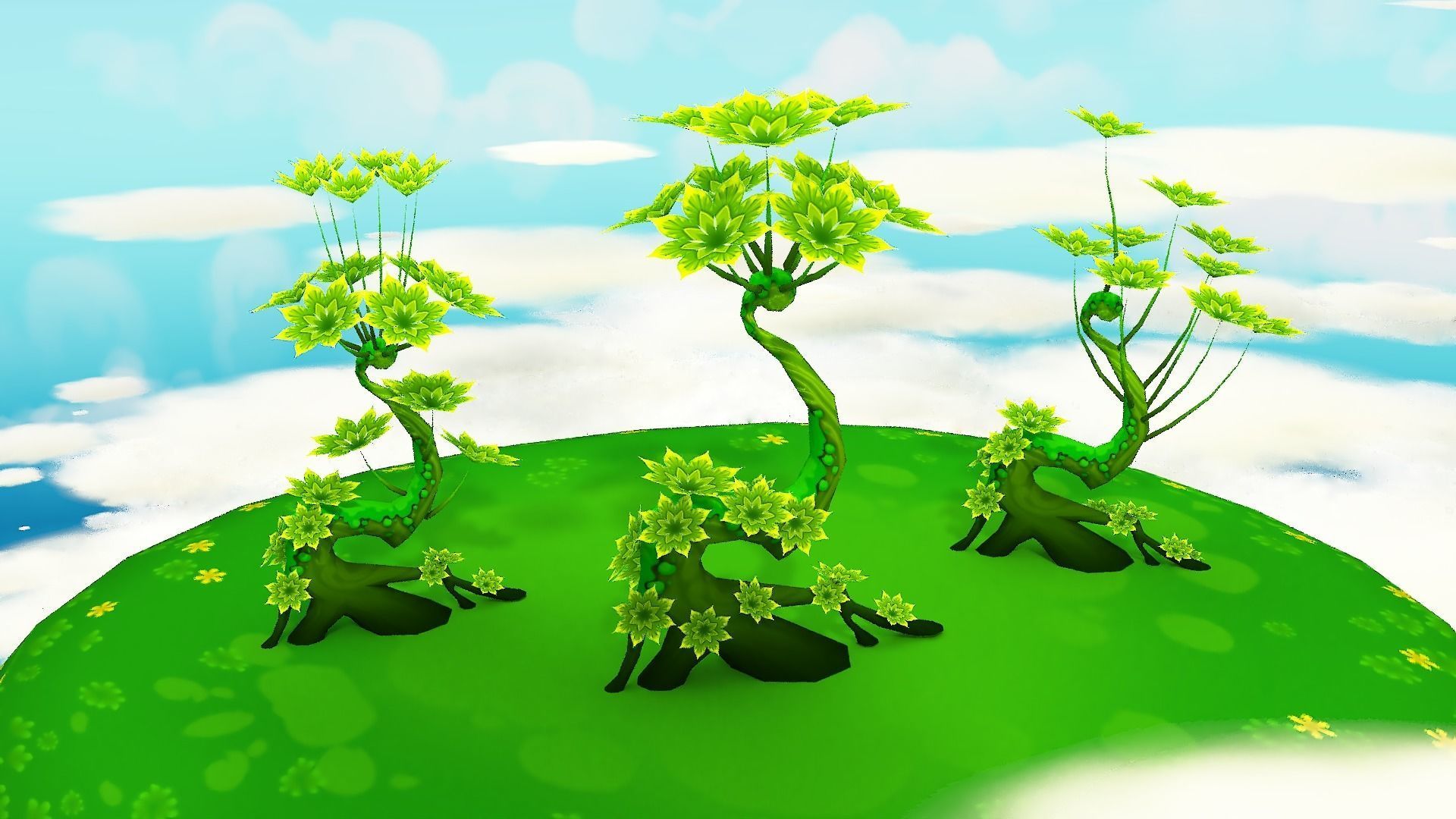 Fantasy Sky Forest Low-poly 3D model_27
