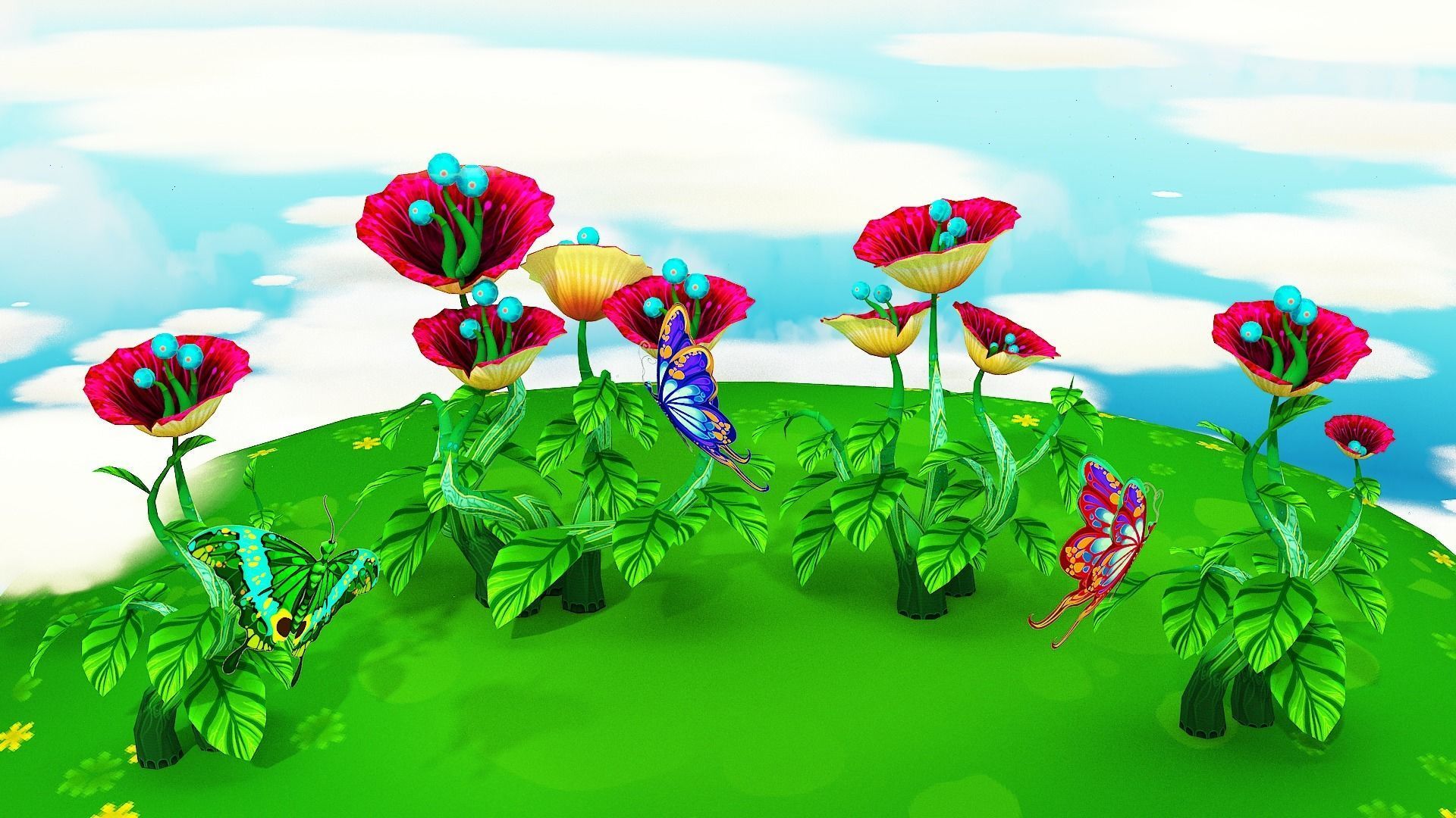 Fantasy Sky Forest Low-poly 3D model_10