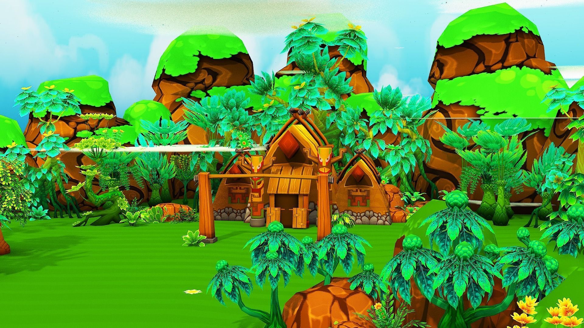 Fantasy Sky Forest Low-poly 3D model_18