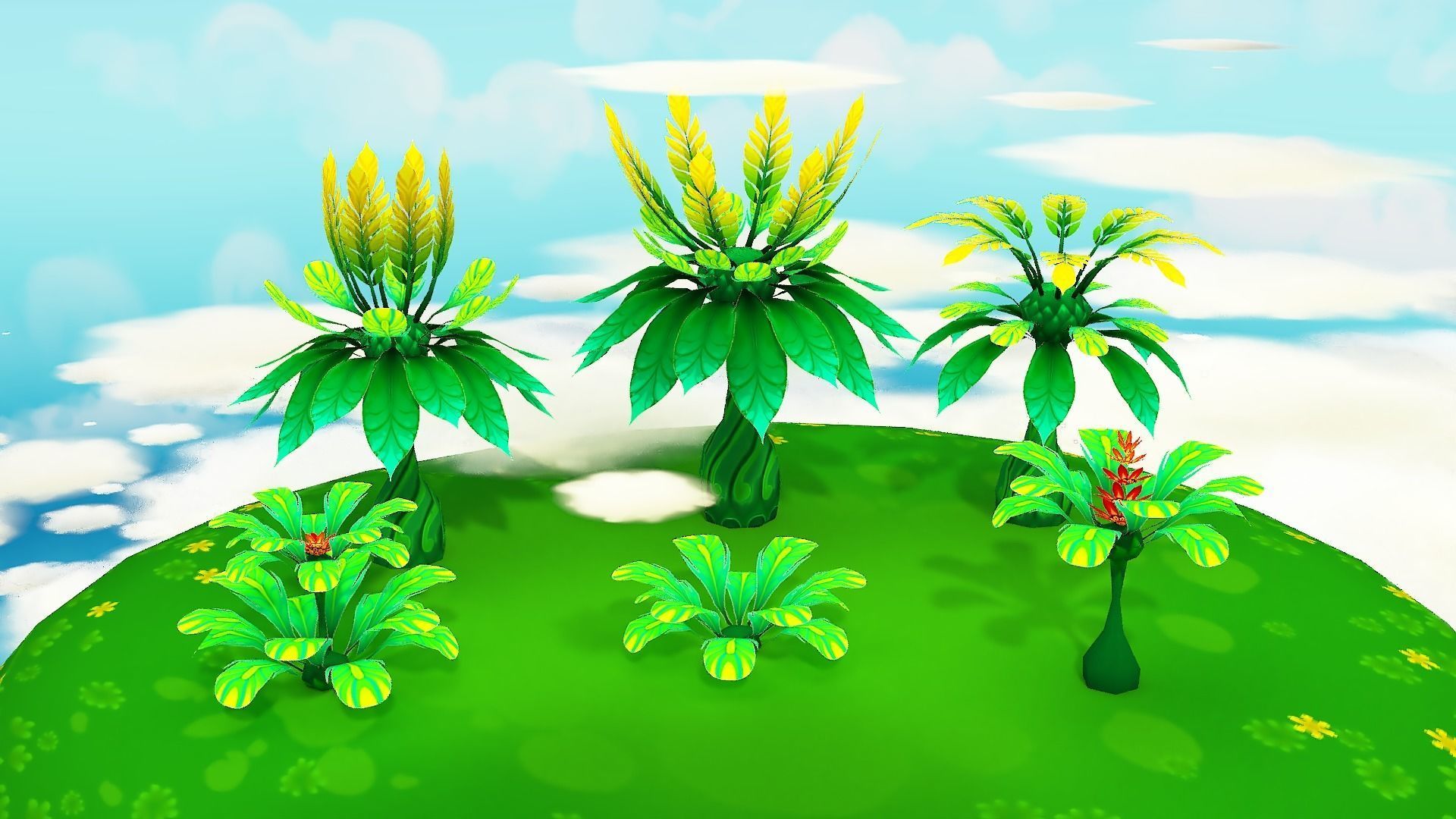 Fantasy Sky Forest Low-poly 3D model_4