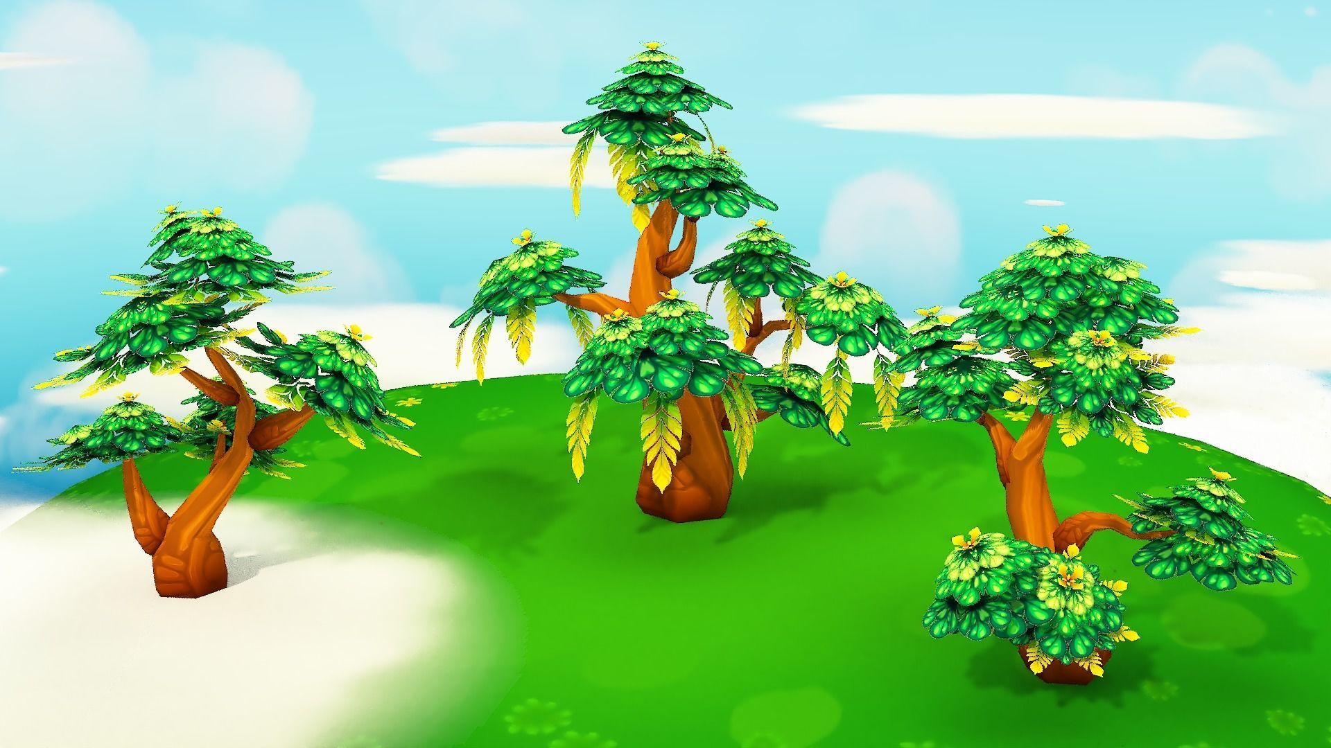 Fantasy Sky Forest Low-poly 3D model_9
