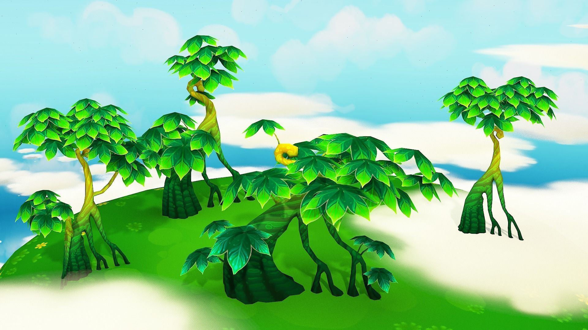 Fantasy Sky Forest Low-poly 3D model_15