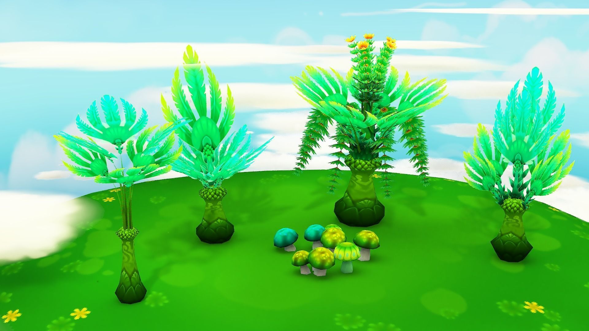 Fantasy Sky Forest Low-poly 3D model_5