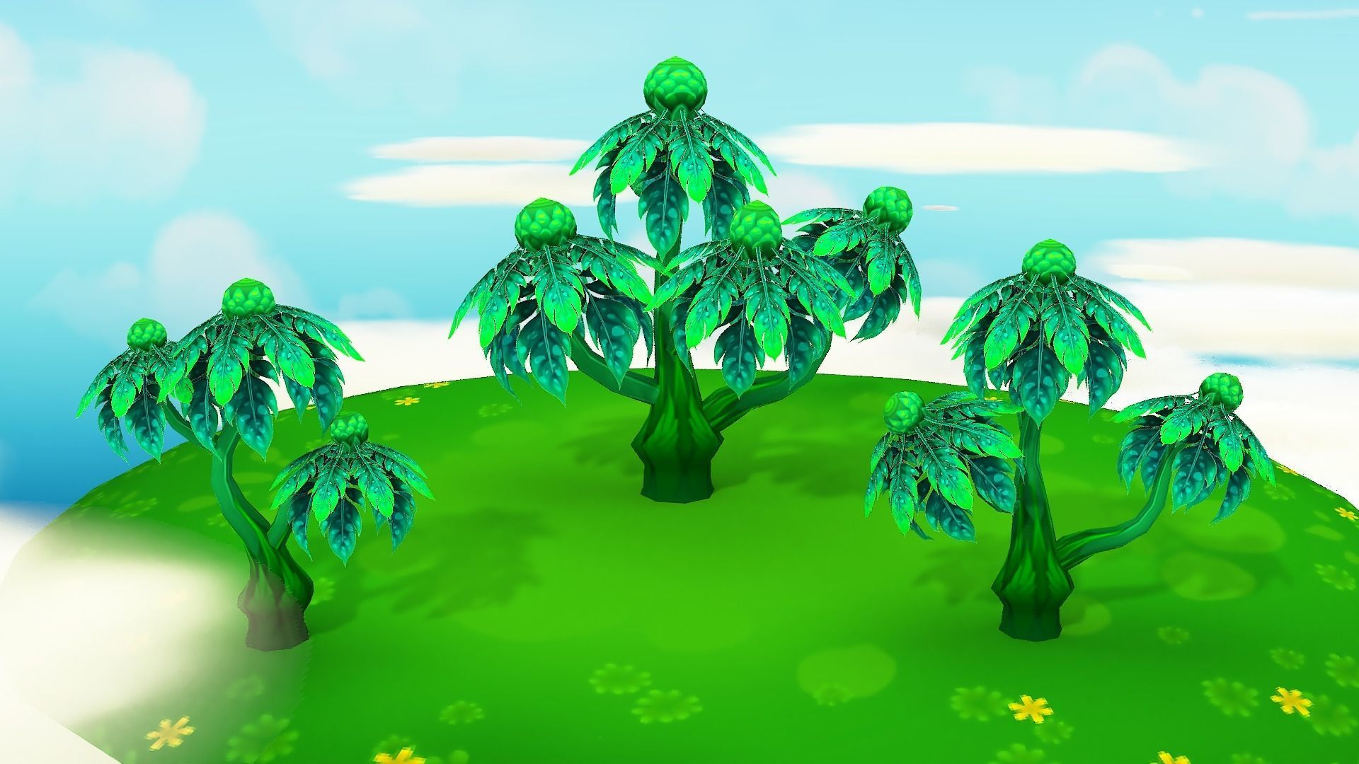 Fantasy Sky Forest Low-poly 3D model_8