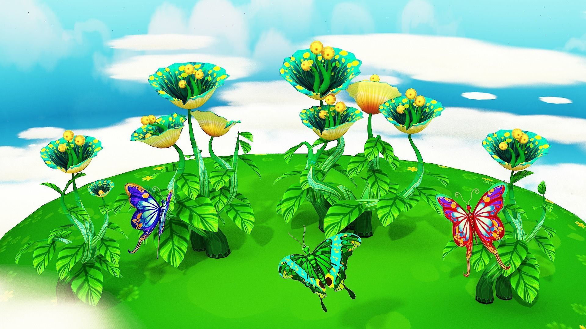 Fantasy Sky Forest Low-poly 3D model_13