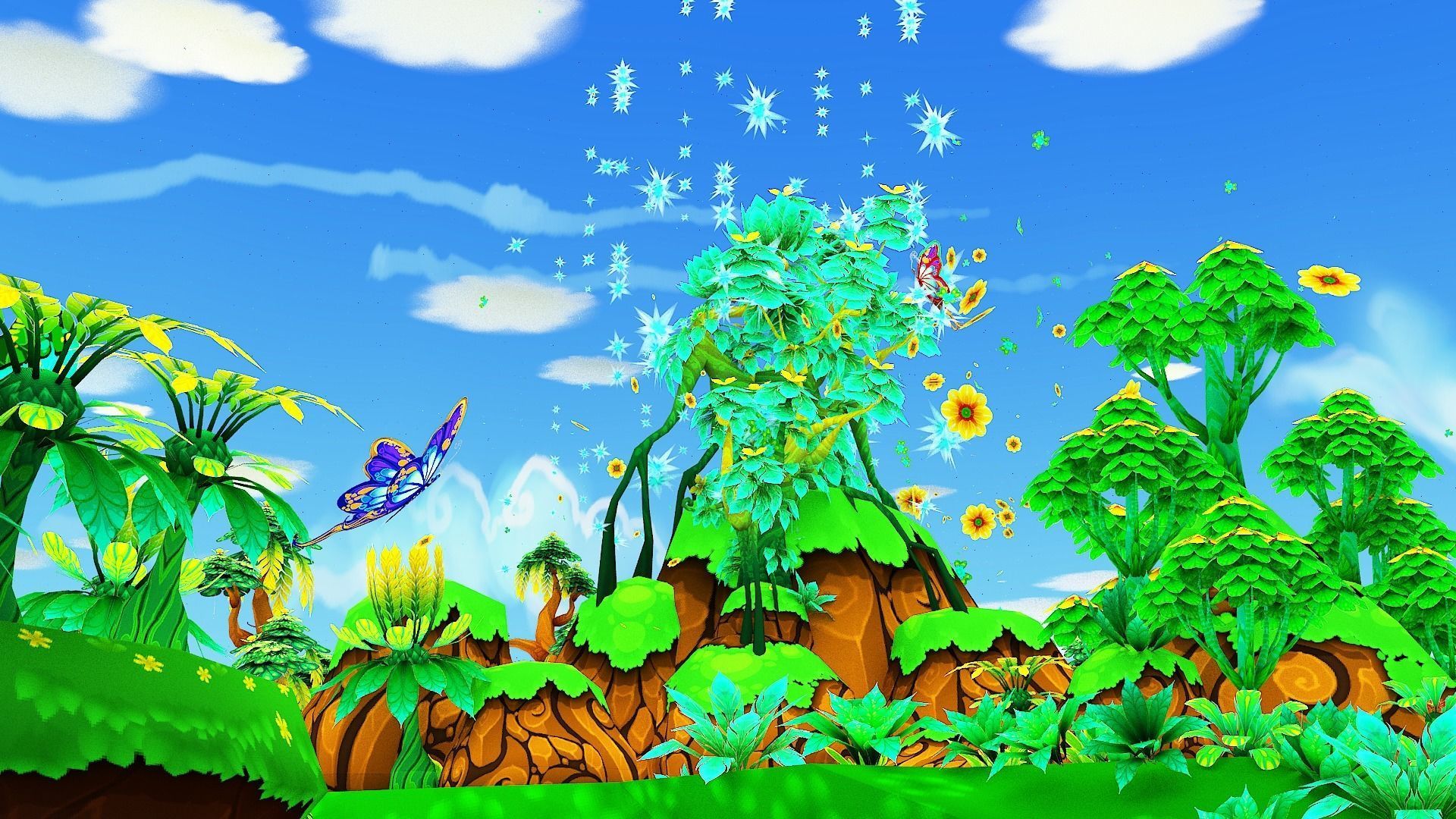 Fantasy Sky Forest Low-poly 3D model_23