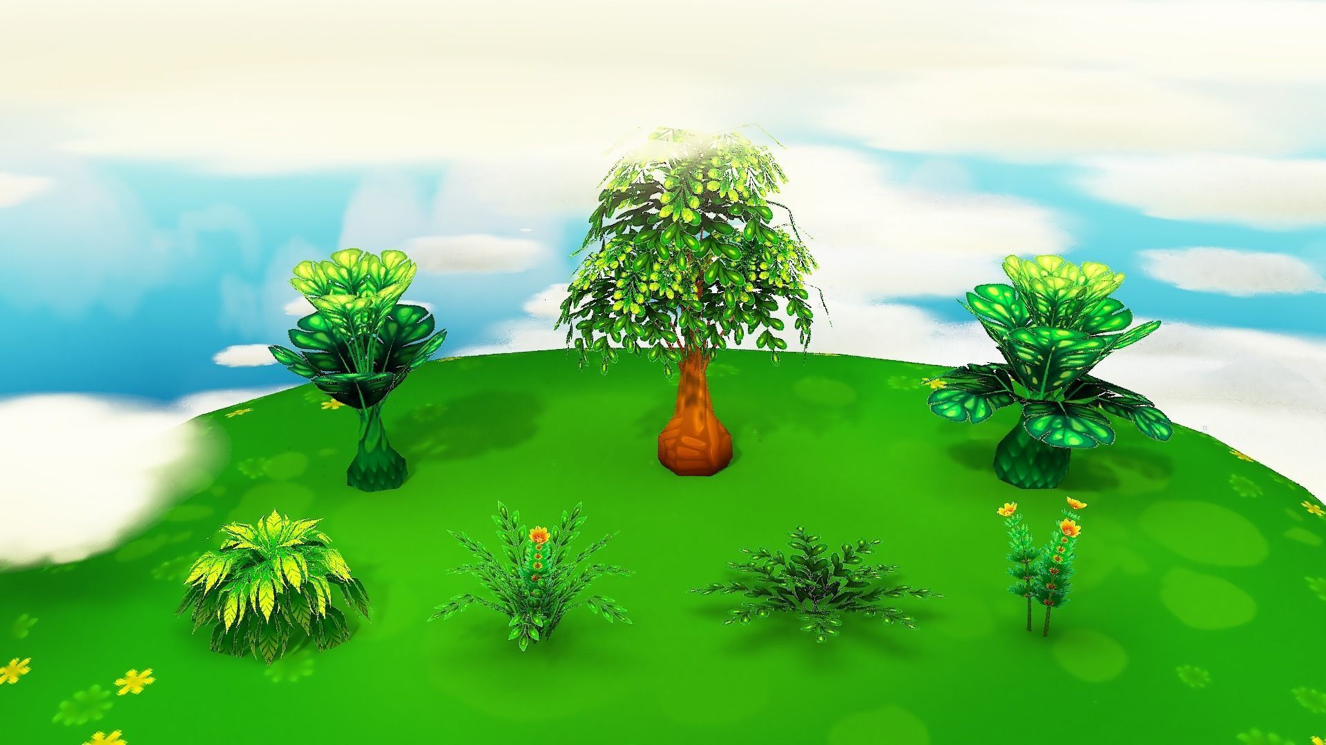 Fantasy Sky Forest Low-poly 3D model_6
