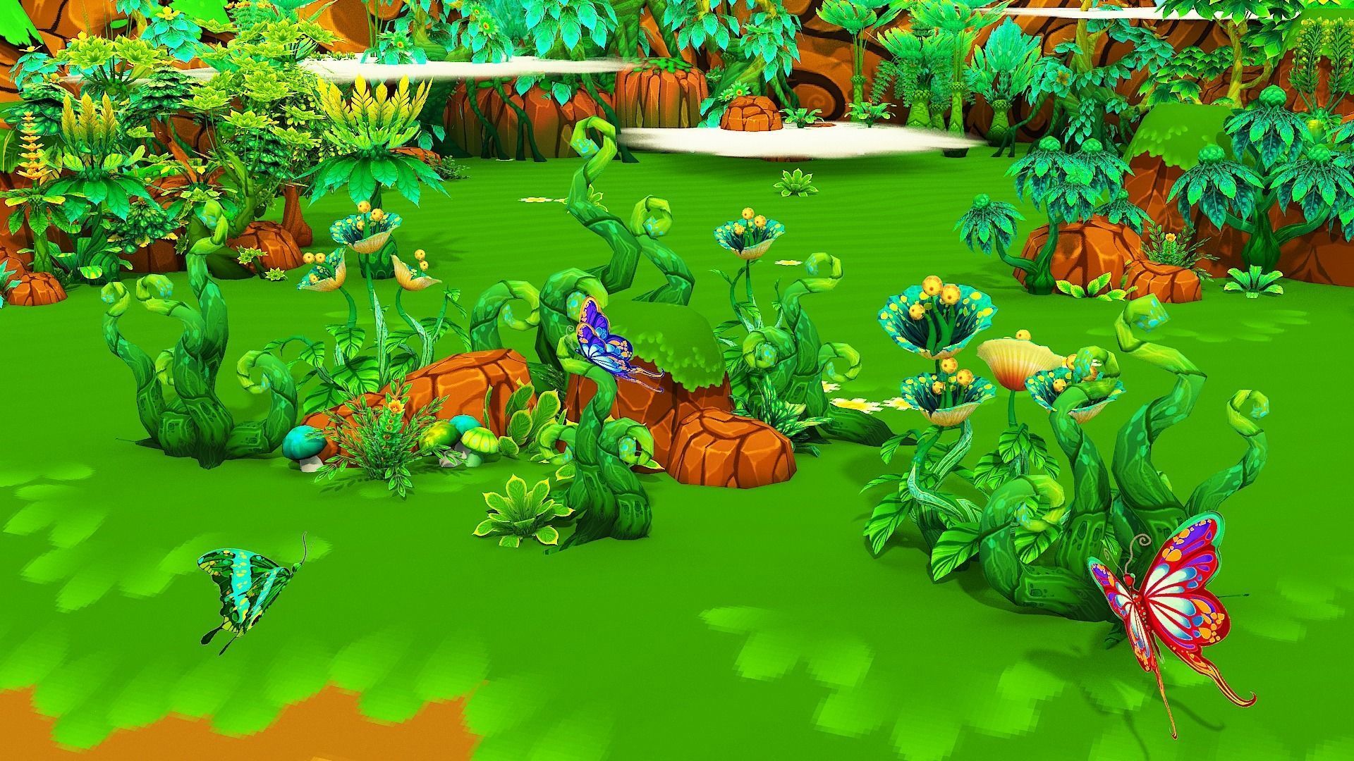 Fantasy Sky Forest Low-poly 3D model_17