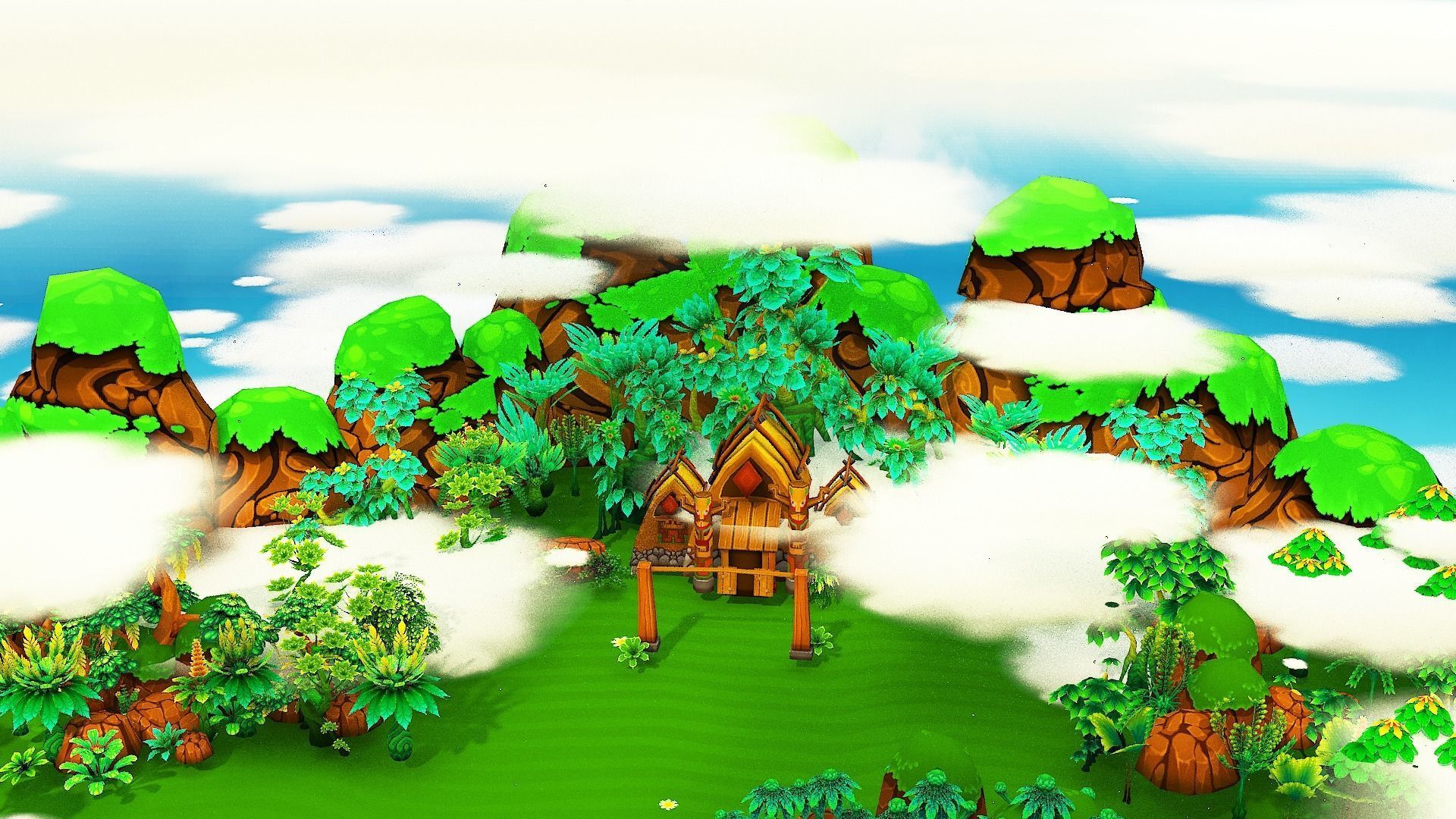 Fantasy Sky Forest Low-poly 3D model_14