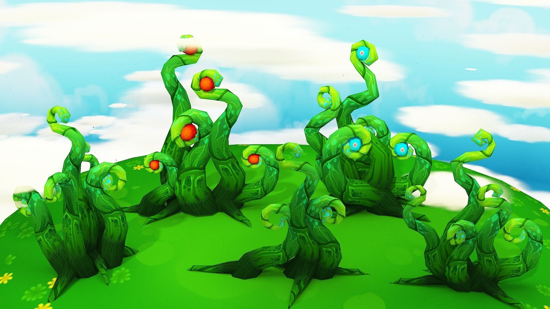 Fantasy Sky Forest Low-poly 3D model_12