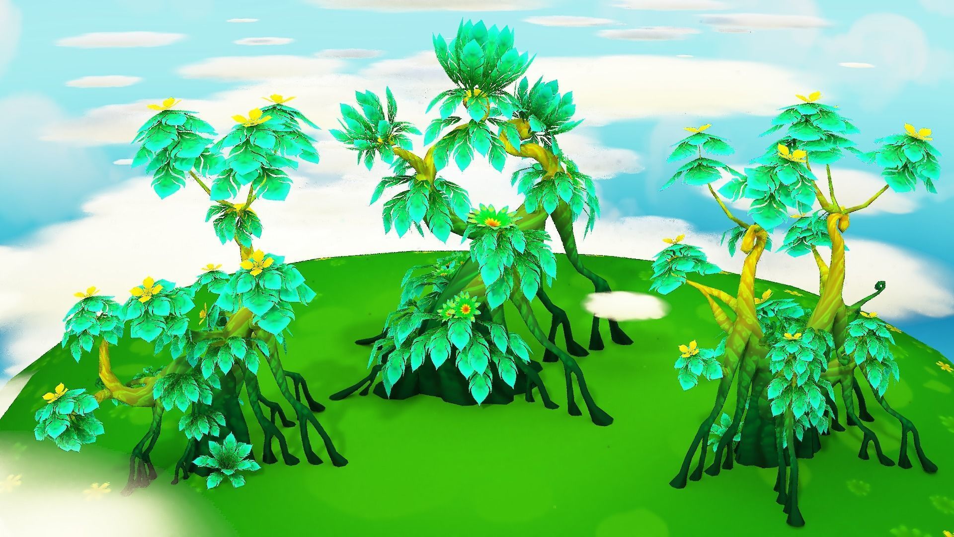 Fantasy Sky Forest Low-poly 3D model_32
