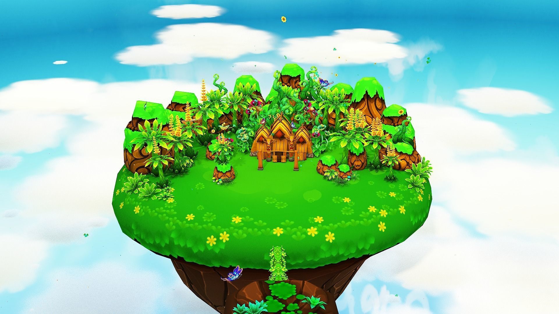 Fantasy Sky Forest Low-poly 3D model_20