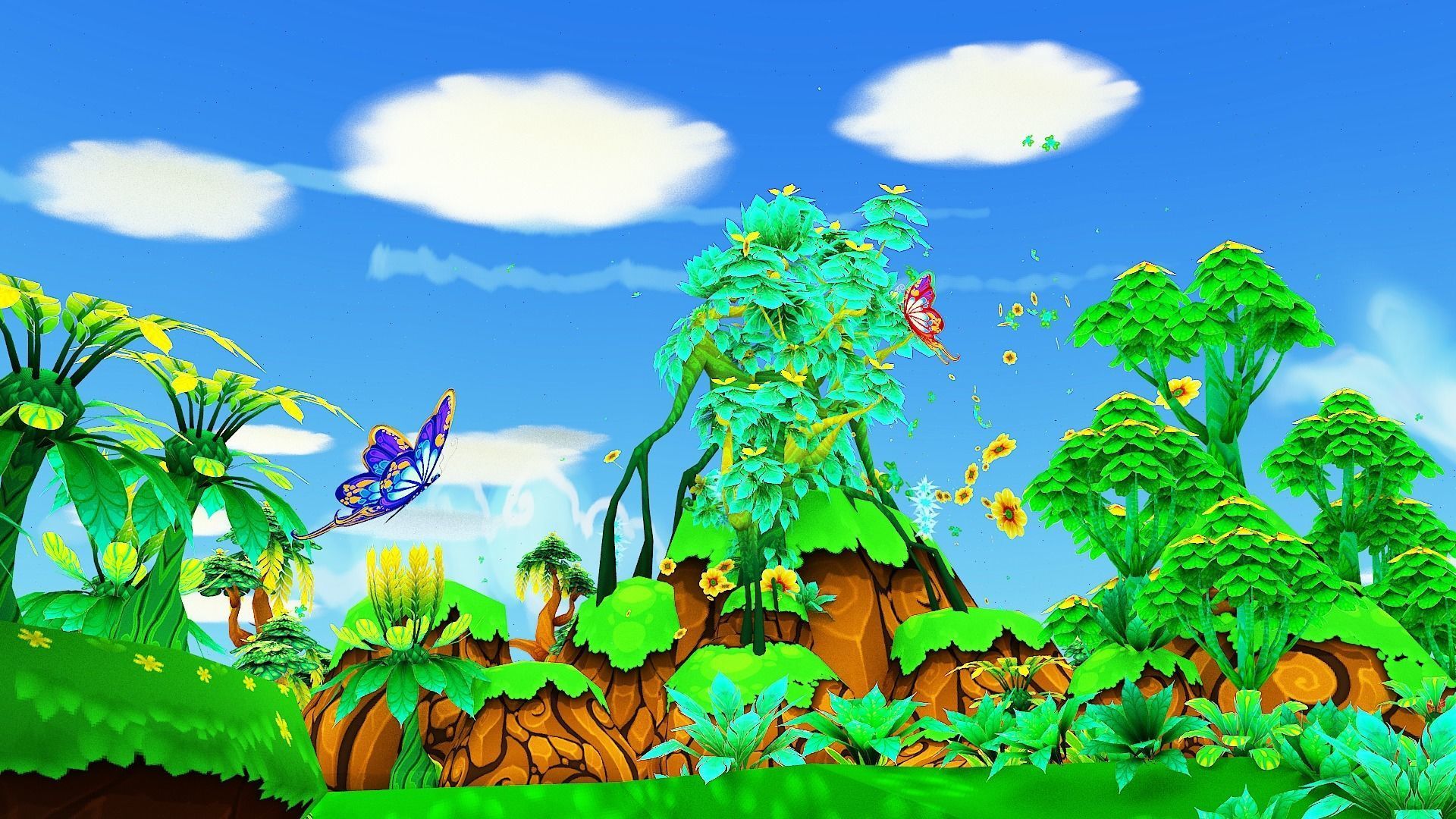 Fantasy Sky Forest Low-poly 3D model_22