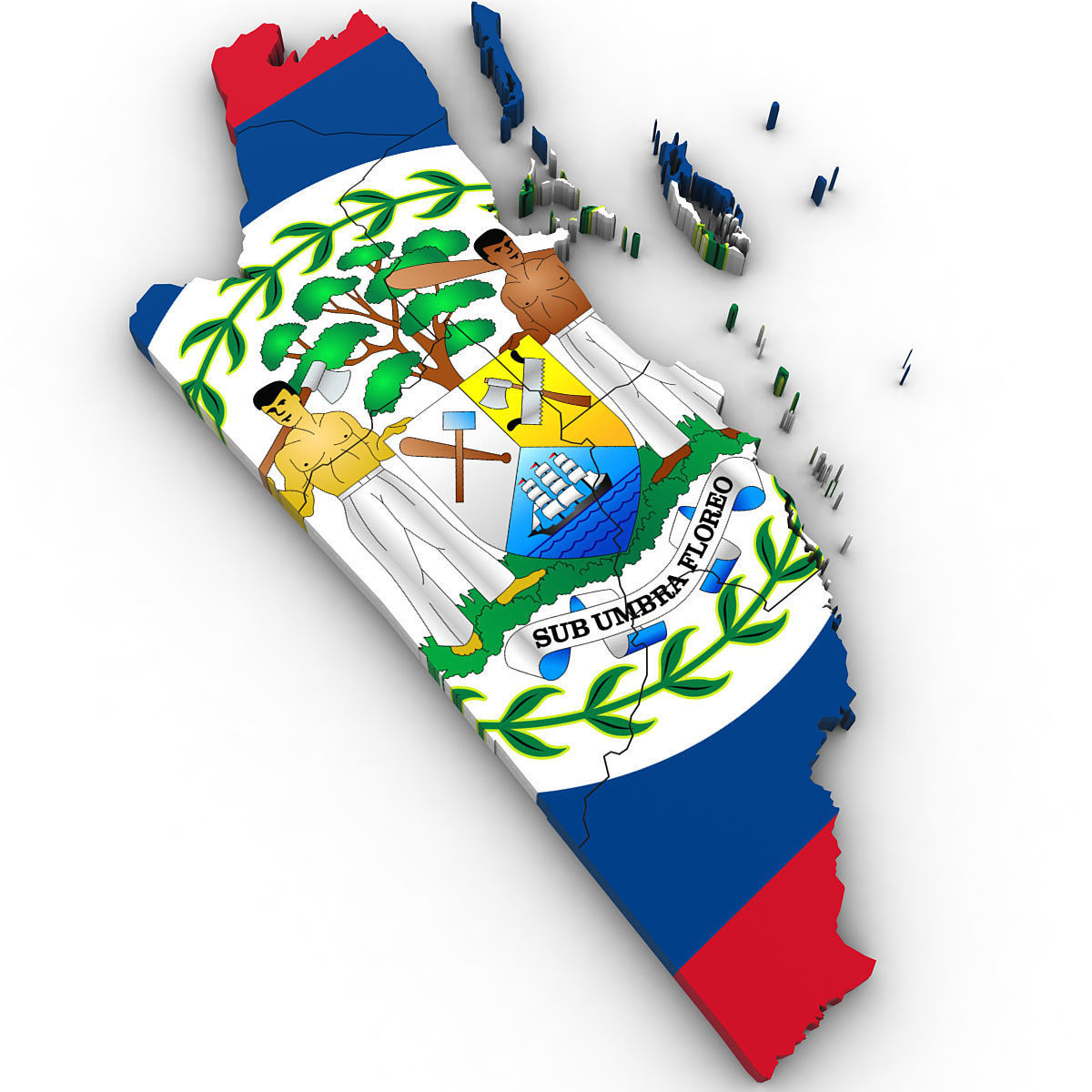 3d Political Map of Belize 3D model_2