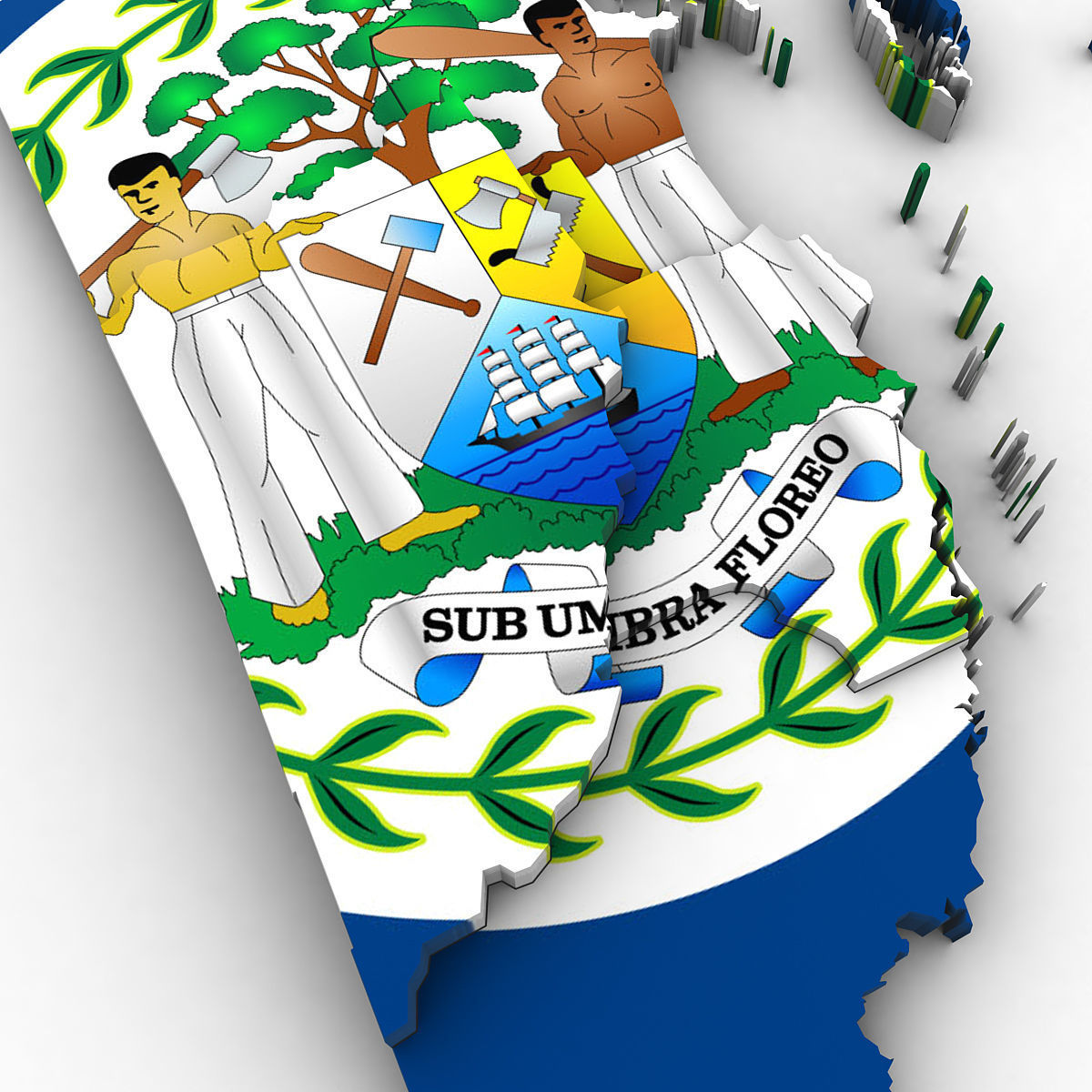 3d Political Map of Belize 3D model_6