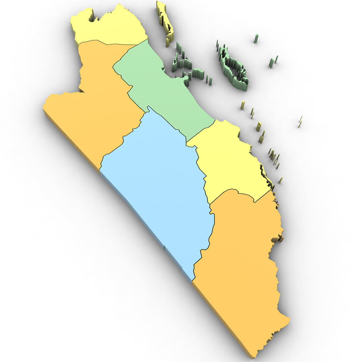 3d Political Map of Belize 3D model_3