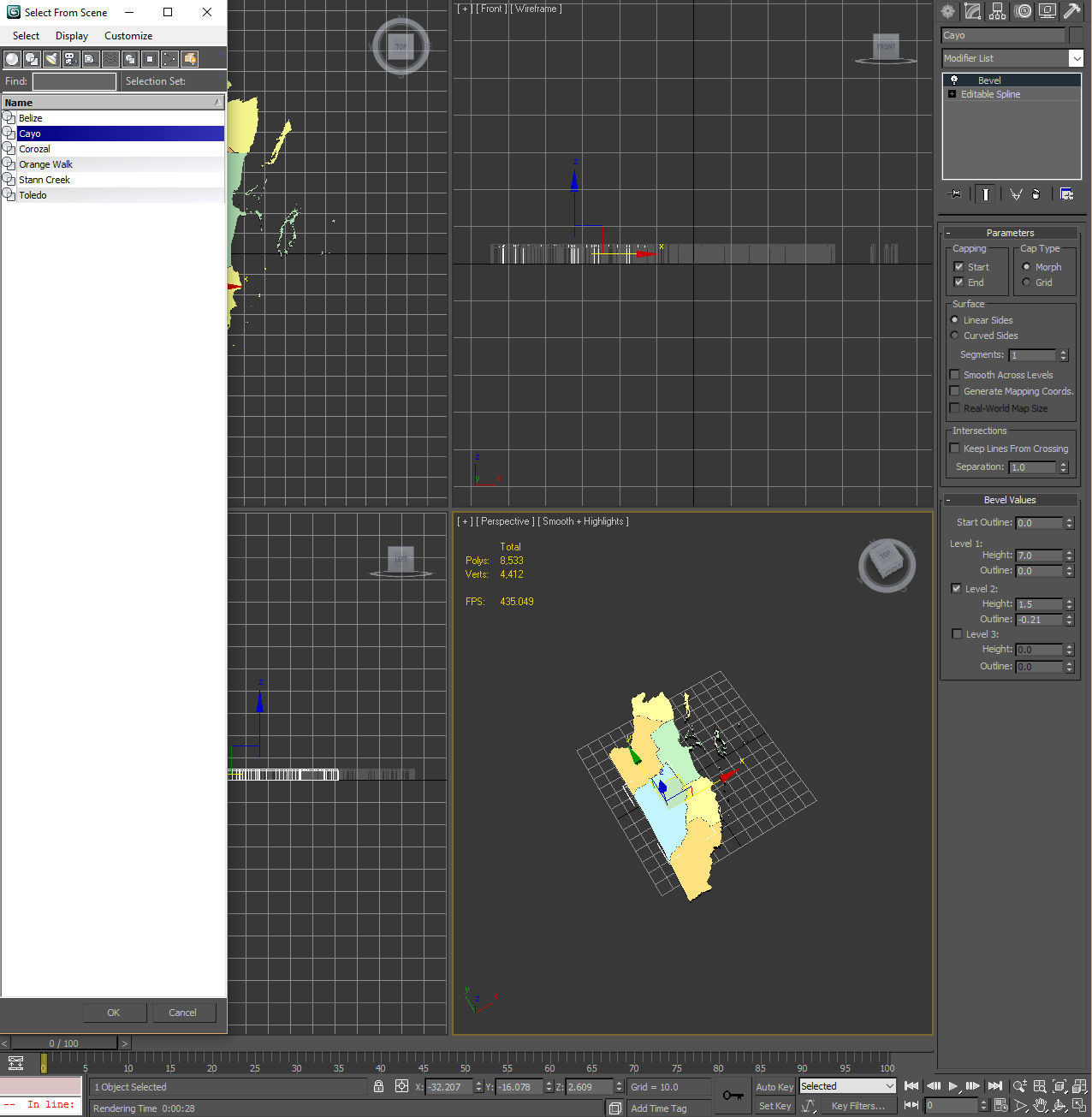 3d Political Map of Belize 3D model_8