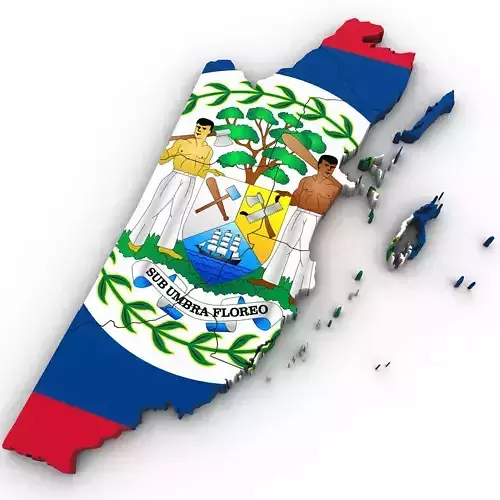 3d Political Map of Belize
