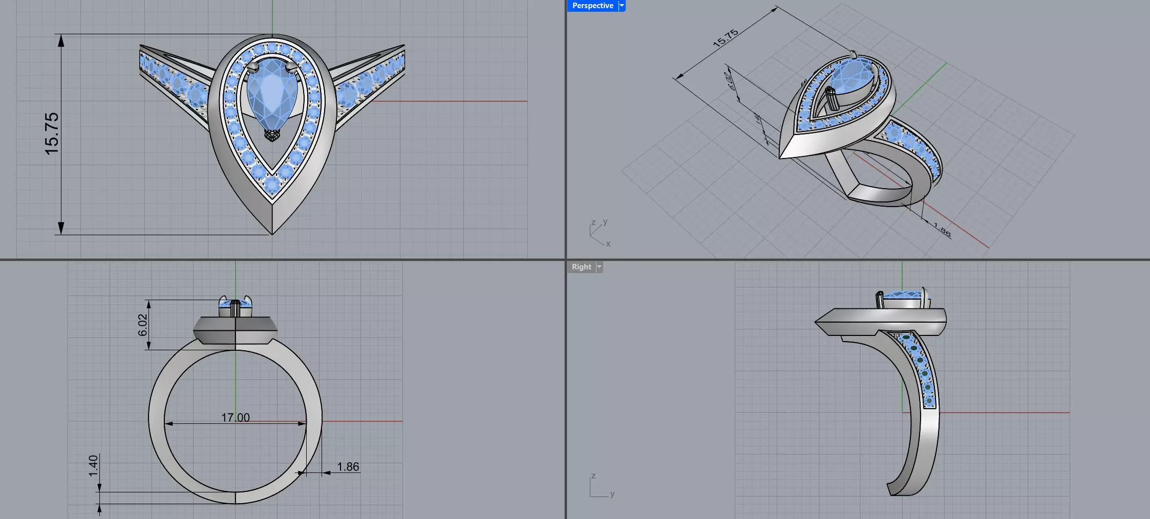 ring messika 17 mm fiery 3D print model_4