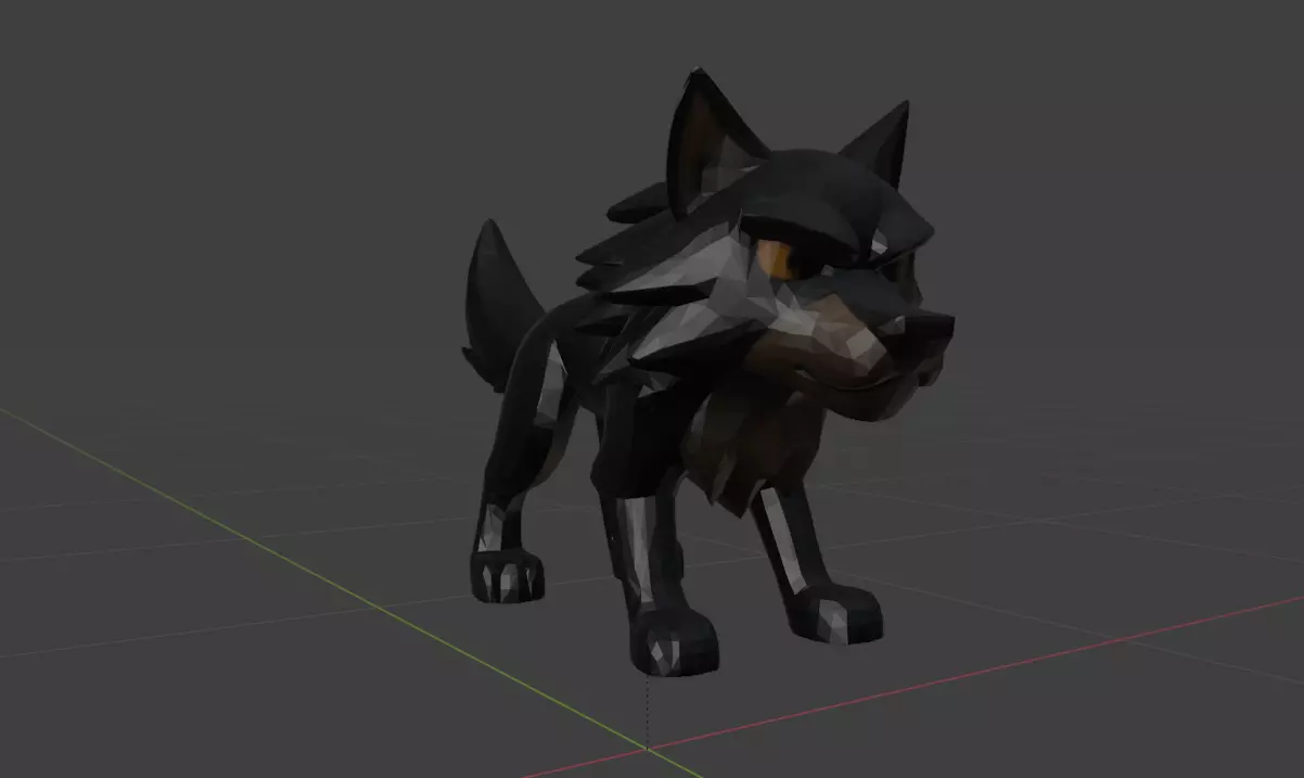 Cartoon Wolf Pup 3D Model Low-poly 3D model_0