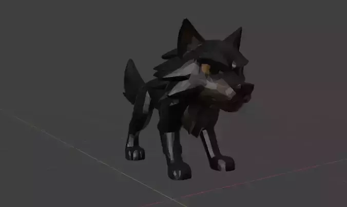 Cartoon Wolf Pup 3D Model