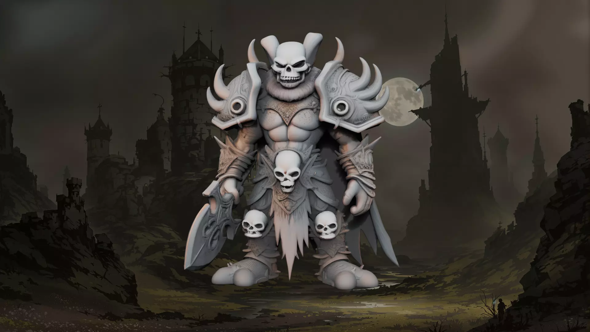 Dark Fantasy Warrior 3D Printable Model STL OBJ 3D print model