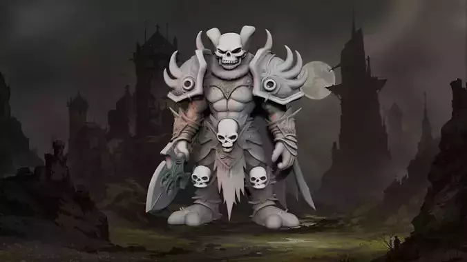 Dark Fantasy Warrior 3D Printable Model STL  OBJ