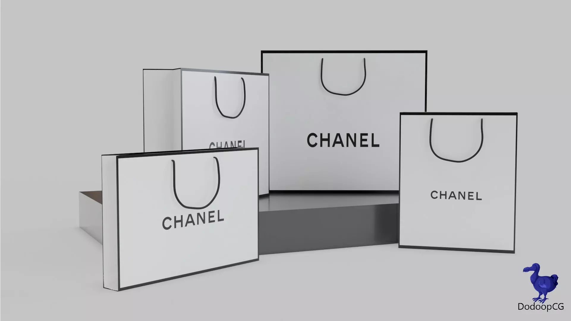 Chanel Shopping Bag - Luxury 3D Packaging Model Low-poly 3D model_1